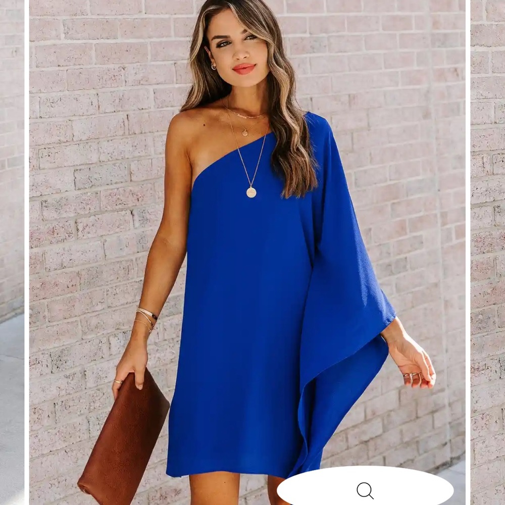 Vici SIDE TO SIDE ONE SHOULDER STATEMENT DRESS - ROYAL BLUE